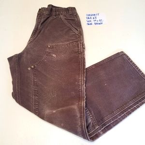 Carhartt Men's Brown Duck Double Front Work Pants - Loose Fit - Sz 34x32